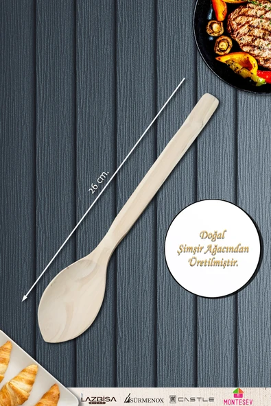 Doğal Şimşir Ağacı Ahşap Tahta Kaşık Spatula Seti Ağaç Kaşık (4lü Set) - 2