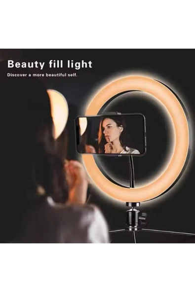 SMAYLİNG Bluetooth Kumandalı 10 İnç LED Tripodlu Makyaj ve Video Işığı Telefon Tutucu + Uzaktan Kumanda Işığı - 6