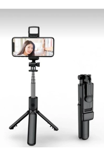 SMAYLİNG Mini Tripod Youtuber Stand Triport Selfi Çubugu Uzaktan Kumandalı 2 Kademeli Işık Mini Selfie - 4