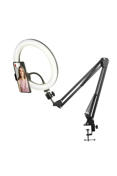 SMAYLİNG Esnek Masaüstü Sıkıştırmalı Tiktoker Ring Light Makeup Led Selfie Yayın Işığı 14 Inç + Stand Lüx - 5