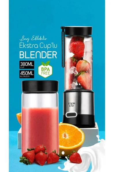 SMAYLİNG Smoothie Makinesi Şarjlı Portatif Taşınabilir El Blenderi Buz Kırıcı Mama Karıştırıcı Spor