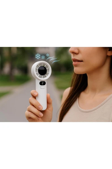 SMAYLİNG Şarjlı Mini El Fanı | Kademe Hız Ayarı, Taşınabilir Serinlik, Dijital Göstergeli - 6
