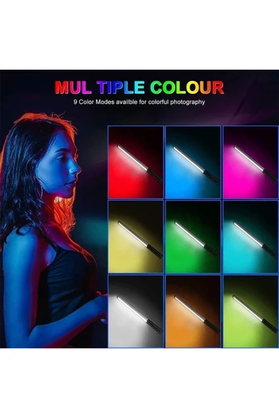 SMAYLİNG El Rgb Çubuk Led Floresan Lamba Fotoğraf Stüdyosu Tiktok Profesyonel Dolgu Işığı Taşınabilir+tripod - 7