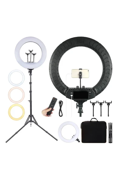 SMAYLİNG Ring Light Led Işık Halkası 21 Inç 54 Cm Profesyonel Stüdyo Işığı Ve 210 Cm Döküm Ayak Kumanda Çanta - 3