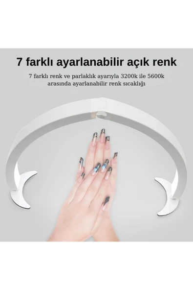 SMAYLİNG Katlanabilir Masa Üstü Ay Lambası 36 Yükseklik 73 En Kumandalı Kirpik Kaş ve Tırnak LED Masa Lambası - 3