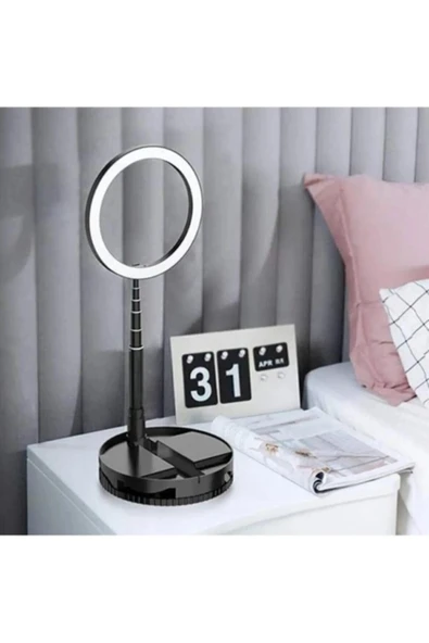 SMAYLİNG Teleskopik Halka Lamba Ring Light Taşınabilir Katlanır Selfie Işığı Makeup Led Tripod Işık - 8