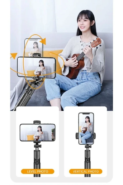 SMAYLİNG Kablosuz Stant Tripod Katlanabilir Uzatılabilir Selfi Çubuğu İOS&ANDROİD Vlog Kit Tiktok İnstagram - 3