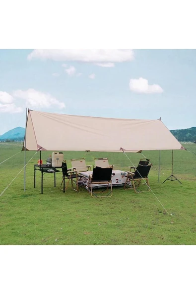 SMAYLİNG Güneş Tentesi, Dış Mekan Tente Bezi, Su Geçirmez, Kamp Plaj Piknik Brandası, Oxfort Kumaş 440x300 - 6