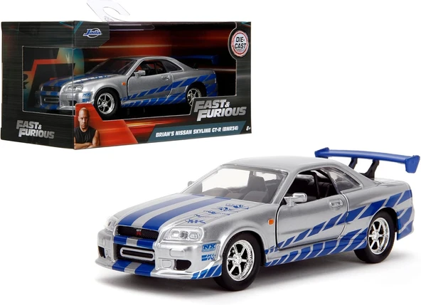Jada Fast & Furious Diecast Model 1/32 2002 fits Nissan Skyline GTR R34silver/blue