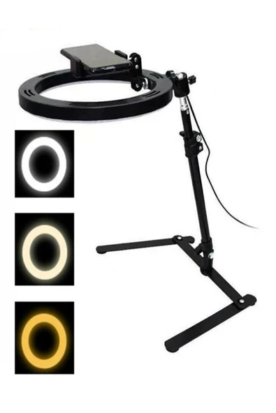 SMAYLİNG 10" Ring Light Youtuber Ürün Çekimleri Masa Üstü Stantlı Selfie Işığ Vlog Kit - 4