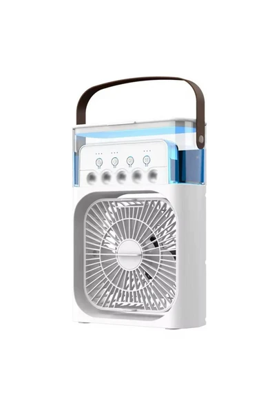 SMAYLİNG Taşınabilir Su Püskürtmeli Masa Üstü Fan 600 ml Hazne 7 Renk LED Işık Zaman Ayarlı Buz Eklenebilir - 2