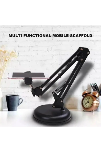 SMAYLİNG Masa Üstü Telefon Standı 360' Dönebilen Başlık Esnek Kol Universal Katlanabilir Yayın Selfie Tripod - 6