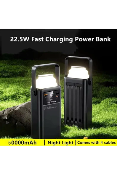 SMAYLİNG 50.000 mAh Ultra Güçlü Powerbank Led Aydınlatmalı Taşıma Askı Hızlı Şarj 22,5w 4xusbMicrolıghtngtypc - 8