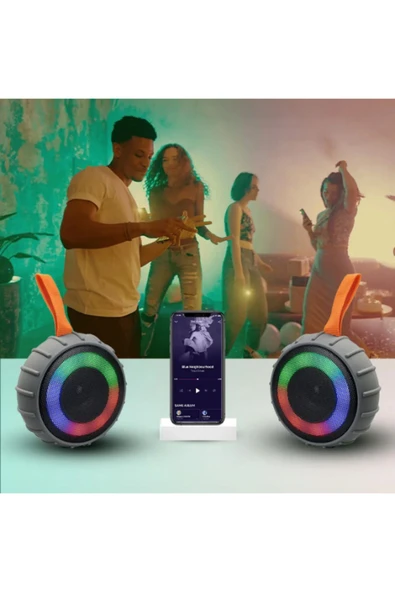 SMAYLİNG Mini Taşınabilir Hoparlör | Bluetooth, RGB Işıklı, Su Geçirmez, Stereo Ses Kalitesi - 4