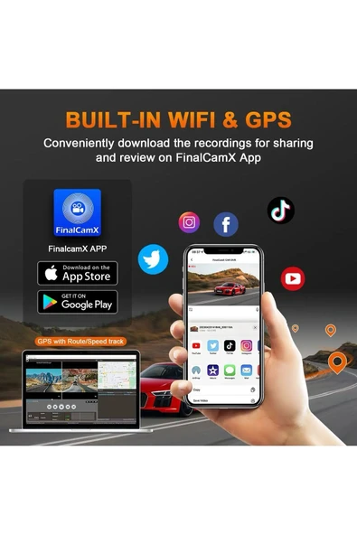 SMAYLİNG 1080P Araç Kamera Wifi+Dvr 3MP Gece Görüş 30Fps Sürüş Güvenliği Sarsıntı Sensörü BLM65 - 4