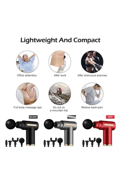 SMAYLİNG Darbeli Titreşim Şarjlı 4 Başlıklı Masaj Tabancası Rahatlatıcı Masaj Aleti Kas Sporcu Egzersiz Aleti - 2