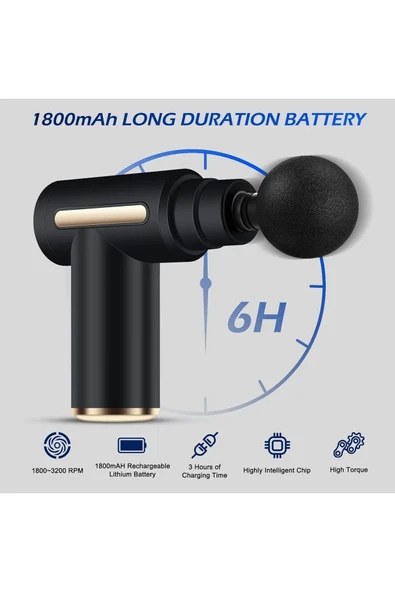 SMAYLİNG Darbeli Titreşim Şarjlı 4 Başlıklı Masaj Tabancası Rahatlatıcı Masaj Aleti Kas Sporcu Egzersiz Aleti - 3