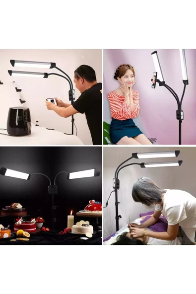 SMAYLİNG Çift Kollu Tribün Led Kalıcı Makyaj Kuaför Güzellik Merkezi Dolgulu Işık Ring Tattoo - 4