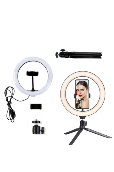 SMAYLİNG Bluetooth Kumandalı 10 İnç LED Tripodlu Makyaj ve Video Işığı Telefon Tutucu + Uzaktan Kumanda Işığı - 5