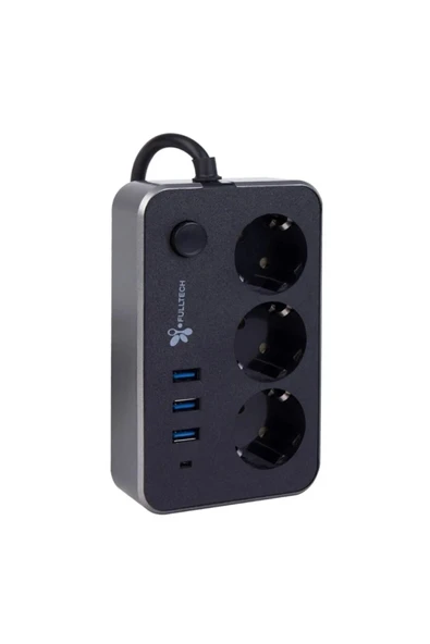 SMAYLİNG Termal Akım Korumalı Isıya Dayanıklı (3LÜ PRİZ 2XUSB 1TYPE-C) 2 Metre Kablo Aç Kapa Anahtarlı - 1
