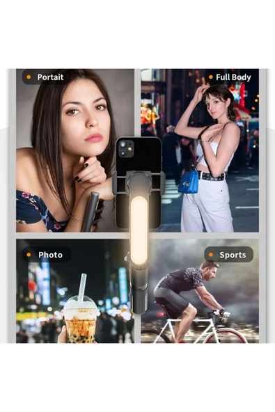 SMAYLİNG Gimbal Mini Stabilizatör Dolgu Işıklı Selfie Çubuk Tripod Kumandalı Sabitleyici Video Fotoğraf Çekim - 7