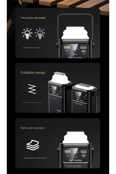 SMAYLİNG 30.000 mAh Ultra Güçlü Powerbank Led Aydınlatmalı Taşıma Askı Hızlı Şarj 22,5w 4xusbMicrolıghtngtypc - 4