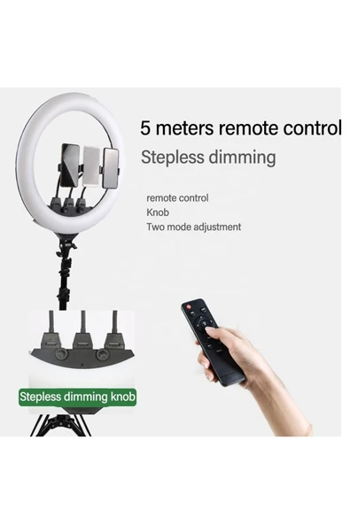 SMAYLİNG 22 Inç Ring Light Mega Boy Döküm Ayaklı Kuaför Makyaj Işığı Youtube Canlı Yayın Led Halka Lüx - 7