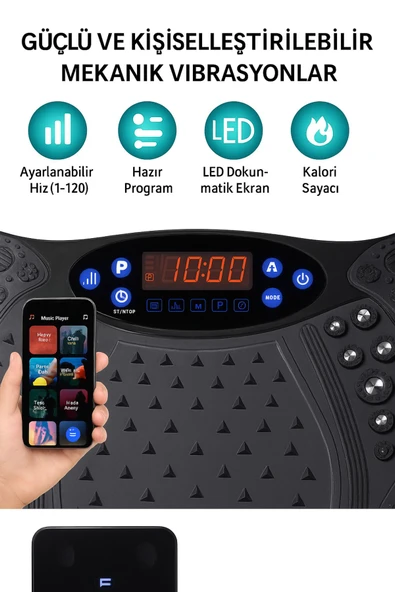 SMAYLİNG Titreşimli Spor Aleti Bluetooth & USB Müzik Çalarlı Egzersiz ve Platformu - 4