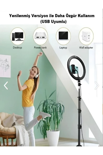 SMAYLİNG "14'' Ring Light Tripod & Bluetooth Kumandalı Işık - YouTube, TikTok, Instagram Çekim Işığı" - 2