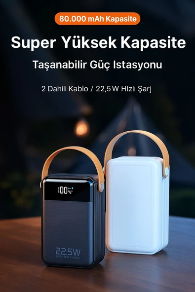 SMAYLİNG 80.000 mAh Ultra Yüksek Kapasiteli Powerbank – Hızlı Şarj, Çoklu Cihaz Desteği, LED Göstergeli - 5