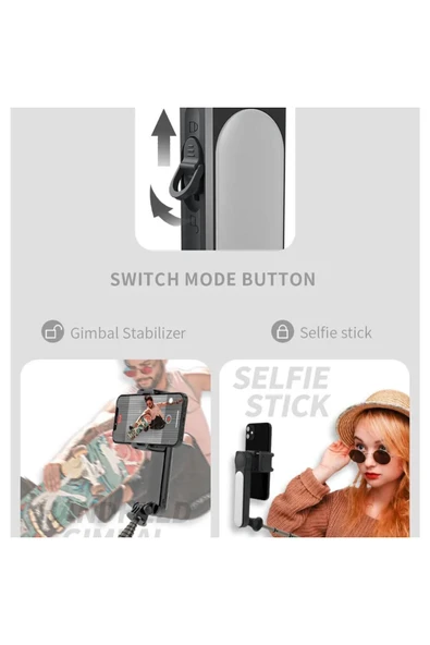 SMAYLİNG Gimbal Mini Stabilizatör Dolgu Işıklı Selfie Çubuk Tripod Kumandalı Sabitleyici Video Fotoğraf Çekim - 6