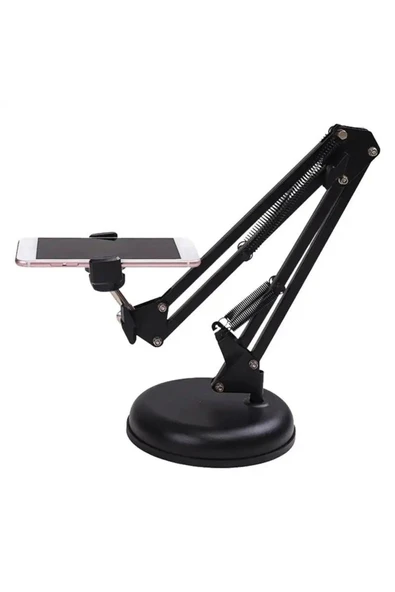 SMAYLİNG Masa Üstü Telefon Standı 360' Dönebilen Başlık Esnek Kol Universal Katlanabilir Yayın Selfie Tripod - 4