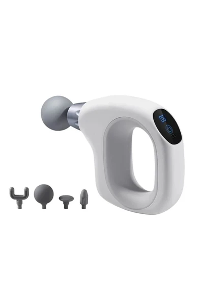 SMAYLİNG 4 Başlıklı Mini Darbeli Titreşimli Profesyonel Masaj Tabancası ve Masaj Aleti 20 W Fascial Gun