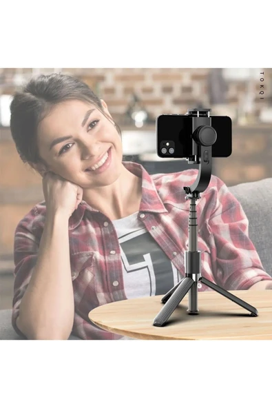 SMAYLİNG Gimbal Yarı Profesyonel Stabilizatör Selfie Çubuk Tripod Kumandalı Sabitleyici Video Fotoğraf Çekim