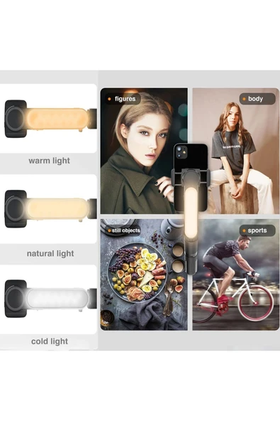 SMAYLİNG Gimbal Mini Stabilizatör Dolgu Işıklı Selfie Çubuk Tripod Kumandalı Sabitleyici Video Fotoğraf Çekim - 4