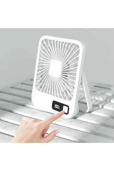 SMAYLİNG Şarjlı Fan Vantilatör Standlı Sessiz Serinletici Taşınabilir Ayarlanabilir kademeli Ev Ofis Seyahat - 5