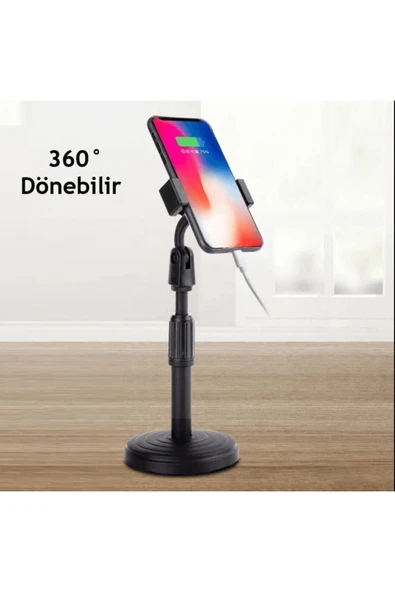 SMAYLİNG 360° Döner Masaüstü Teleskopik Telefon Standı – Çok Fonksiyonlu ve Ayarlanabilir Tutucu - 5