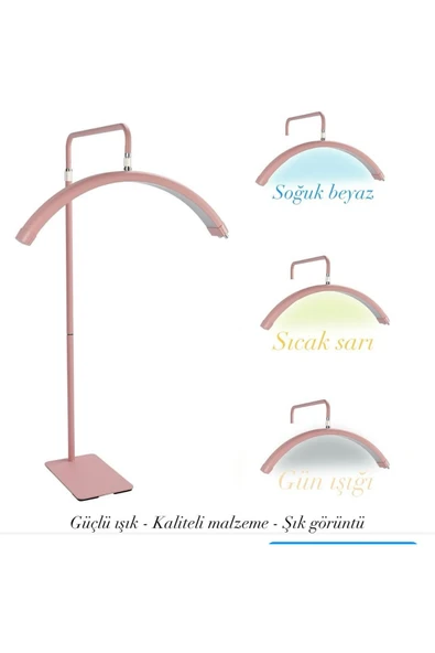 SMAYLİNG Ay Lamba Profesyonel Işık Makeup Klinik Çekim Işığı Ipek Kirpik Estetisyen Tatto Işığı 28 Inç PEMBE - 2