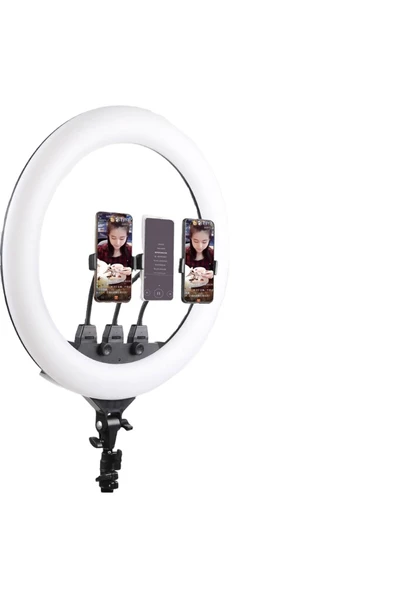 SMAYLİNG 22 Inç Ring Light Mega Boy Döküm Ayaklı Kuaför Makyaj Işığı Youtube Canlı Yayın Led Halka Lüx - 3