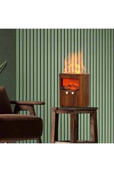 SMAYLİNG Ultrasonik Hava Nemlendirici Şömine Görünümlü Işıklı Aromaterapi Aroma Difüzör  3 LT Kapasite - 7