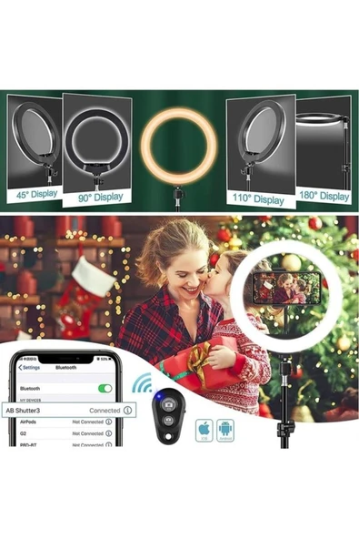 SMAYLİNG 10 Inç 26 Cm Rgb Işıklı Tripod Çok Renkl Led 210 Cm Tripot Youtube Tiktok Işığı Ve Bluetooth Kumanda - 2