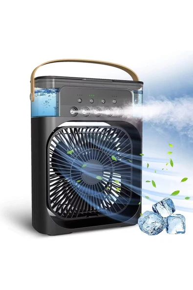 SMAYLİNG Taşınabilir Su Püskürtmeli Masa Üstü Fan 600 ml Hazne 7 Renk LED Işık Zaman Ayarlı Buz Eklenebilir