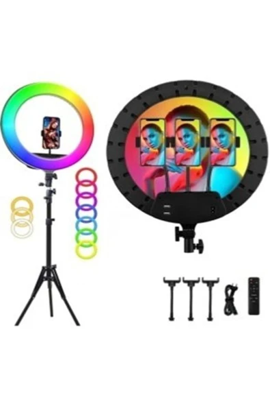 SMAYLİNG Ring Light Mega Boy 70w Rgbli Selfie Çekim Işığı Profosyonel Çantalı Kumandalı Tripodlu Makeup - 2