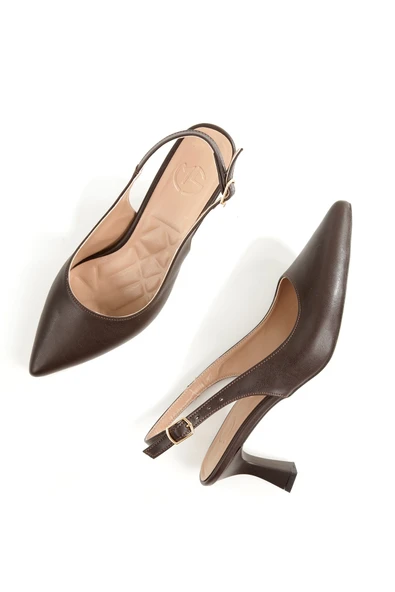 Kas Acı Kahve Kısa Kadeh Topuklu Stiletto Ayakkabı ürün görseli