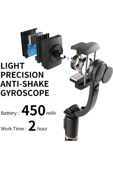 SMAYLİNG Gimbal Yarı Profesyonel Stabilizatör Selfie Çubuk Tripod Kumandalı Sabitleyici Video Fotoğraf Çekim - 7