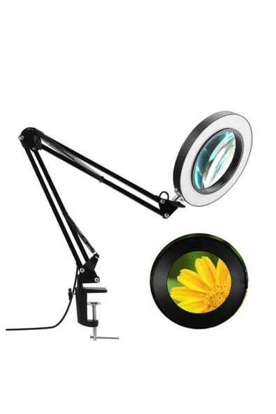 SMAYLİNG Katlanabilir büyüteçli LED lamba büyüteç masa lambası 3 renk modları 10 seviye Işık Mercek - 4