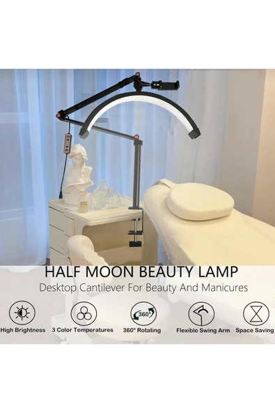 SMAYLİNG Sıkıştırmalı Ay Lamba 17 İnç Makeup Nail Oje Tırnak Kİrpİk Led Işık Güzellik Salonu Beauty - 4