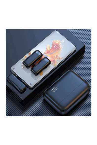 SMAYLİNG Kablosuz Yaka Mikrofonu iOS Android Uyumlu Şarjlı 12 Saat Kullanım Gürültü Önleyici typ-c - 4