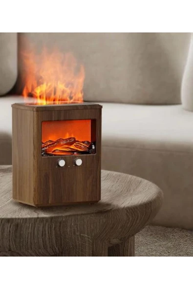 SMAYLİNG Ultrasonik Hava Nemlendirici Şömine Görünümlü Işıklı Aromaterapi Aroma Difüzör 3 LT Kapasite