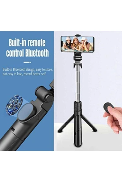 SMAYLİNG Mini Tripod Youtuber Stand Triport Selfi Çubugu Uzaktan Kumandalı 2 Kademeli Işık Mini Selfie - 5